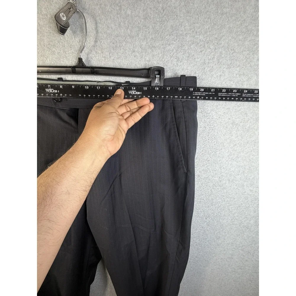 Pronto Suit Mens‎ 44R Black Pinstripe Wool Blend Two Piece Jacket Pants 38x28